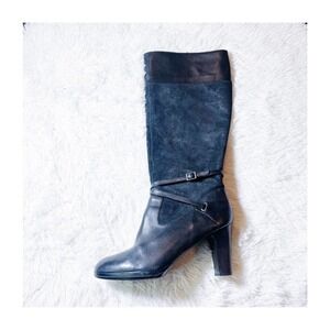 Ralph Lauren Black Suede Leather Heeled Boots Misa 802167651 SZ10